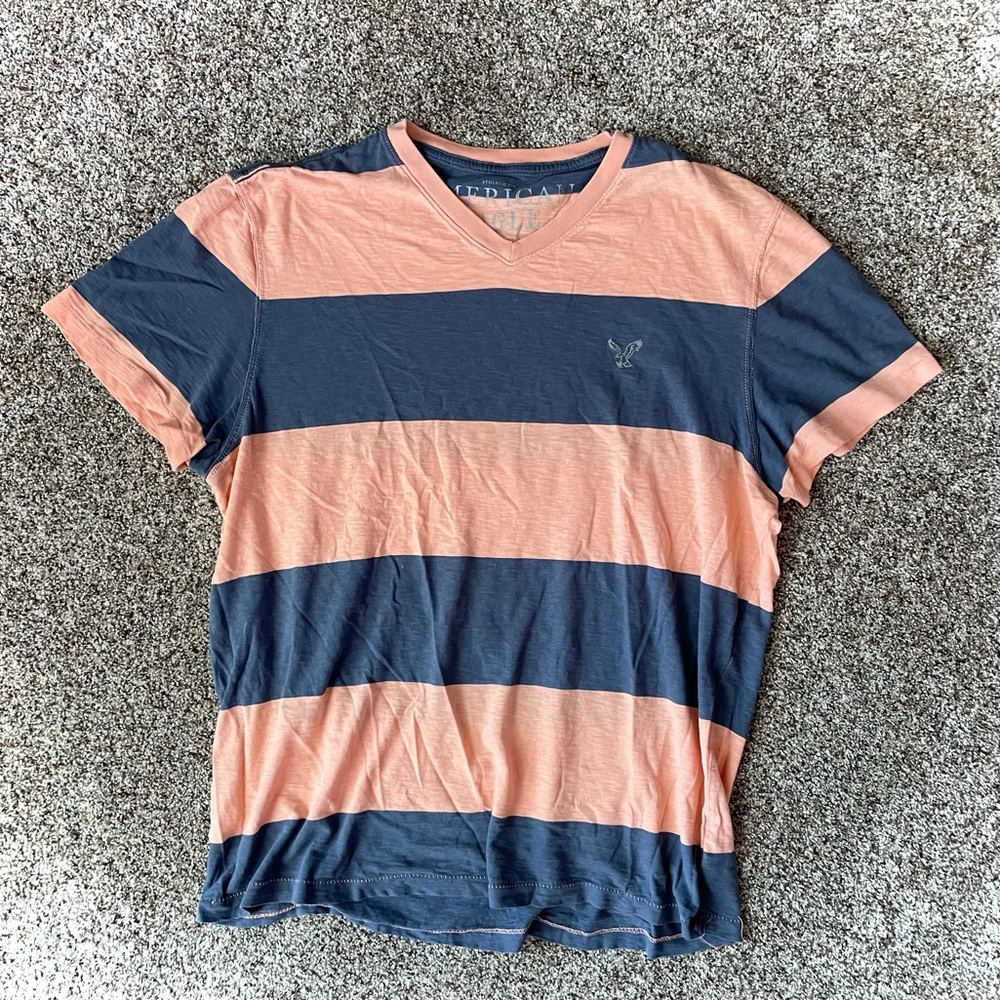 American Eagle Outfitters, XL, Men’s, distressed T-shirt, orange and blue